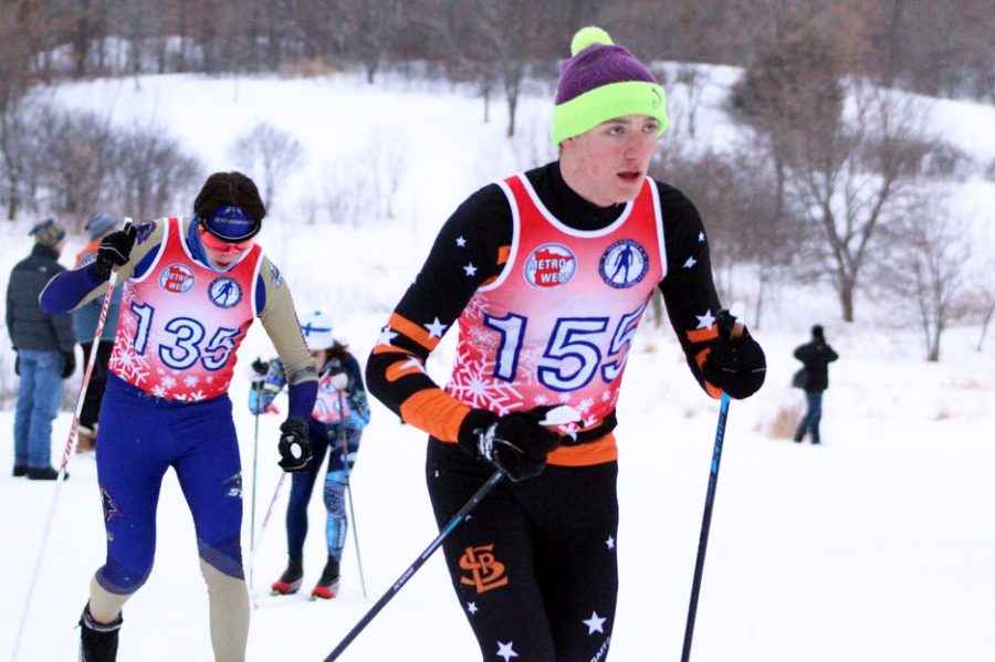 Junior Max Gohman races in the classic meet at Elm Creek Jan. 24. Park boys varsity placed third with a score of 242.