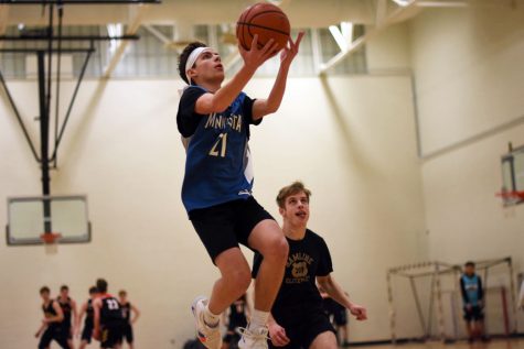 Senior Sammy Ruff goes up for a layup during the 3 vs. 3 basketball tournament Feb. 19. Ruff played for team Squirrels, which lost in the finals to team Trio Trouble. 