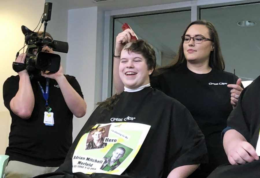 Sophomore Jacy Demcisak shaves her head to support childhood cancer research. Demcisak has shaved her head every year for the last four years. 