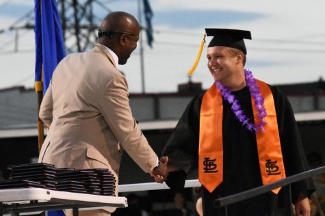 Park alum Jake Olson receives a diploma during Graduation June 6, 2019. According to 6425 News, this year’s Graduation has been rescheduled to June 23.