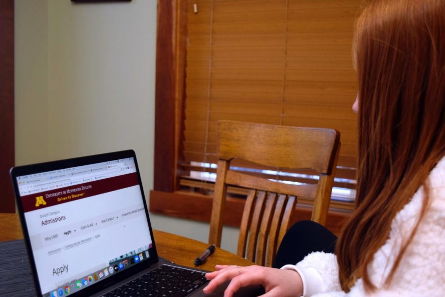 Junior Marley Miller applies to the University of Minnesota Duluth. COVID-19 has brought changes to the application requirements, stressing out many students.