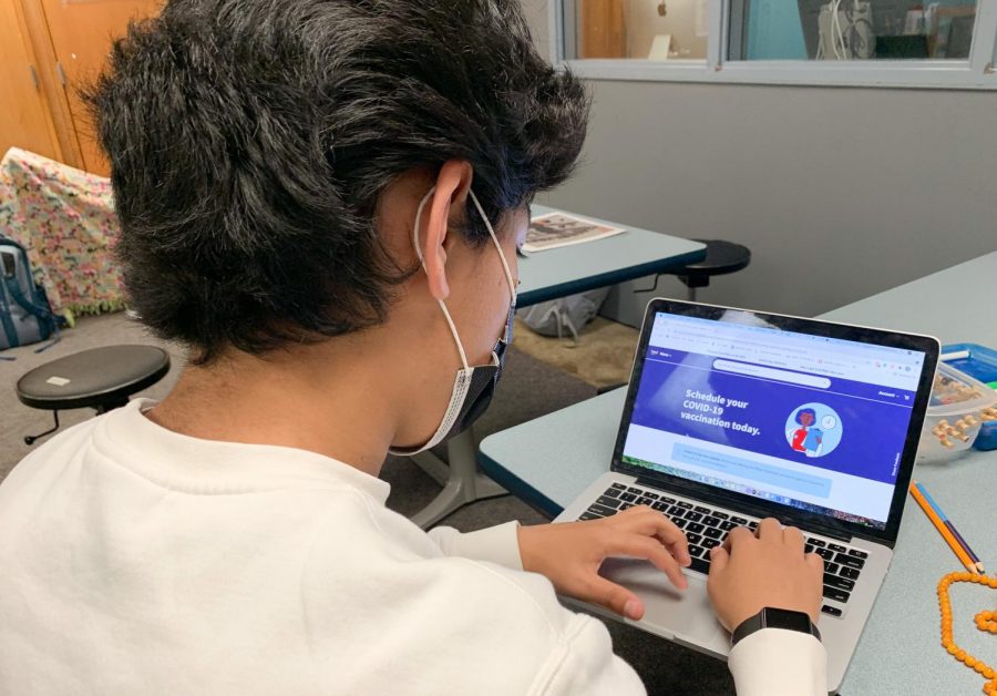 Student browses a website for locating COVID-19 vaccines. There are many online resources that assist with finding and making a vaccine appointment.