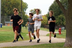 Varsity runners run during practice Sept. 29. The cross country team will face St. Michaels at 4 p.m. Oct. 4 at St. Michael Recreation Center. 