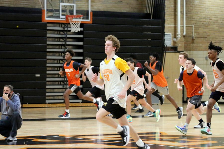 Junior Stefano Giovanelli leads the team during killers. The team frequently uses running as a punishment for miscommunication or error on the court. 