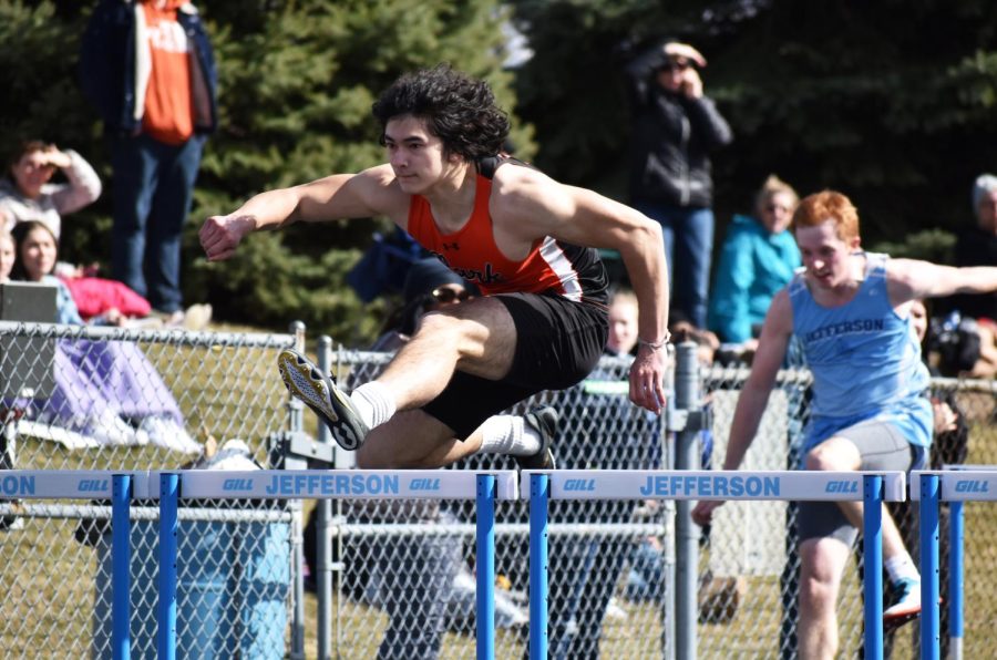 Junior James Hager competes in the 100-meter hurdles April 11. Park’s next meet is 3 p.m. April 11 at Armstrong High School.
