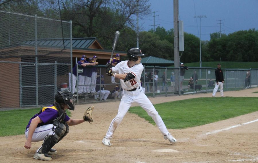 Sophomore Graham Sullivan prepares to swing May 17. Park lost with a final score of 5-6 against Waconia.