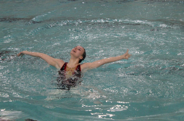 Junior Leila Campbell swims her solo routine. The dress rehearsal took place on Tuesday May 17.