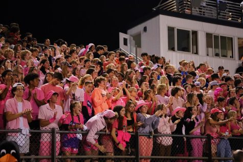 Park students cheer after a big stop on defense during the football game against Two Rivers Sept. 16. Seniors attempted to lead the student section in an effort to try and awaken a sleeping Park football team.