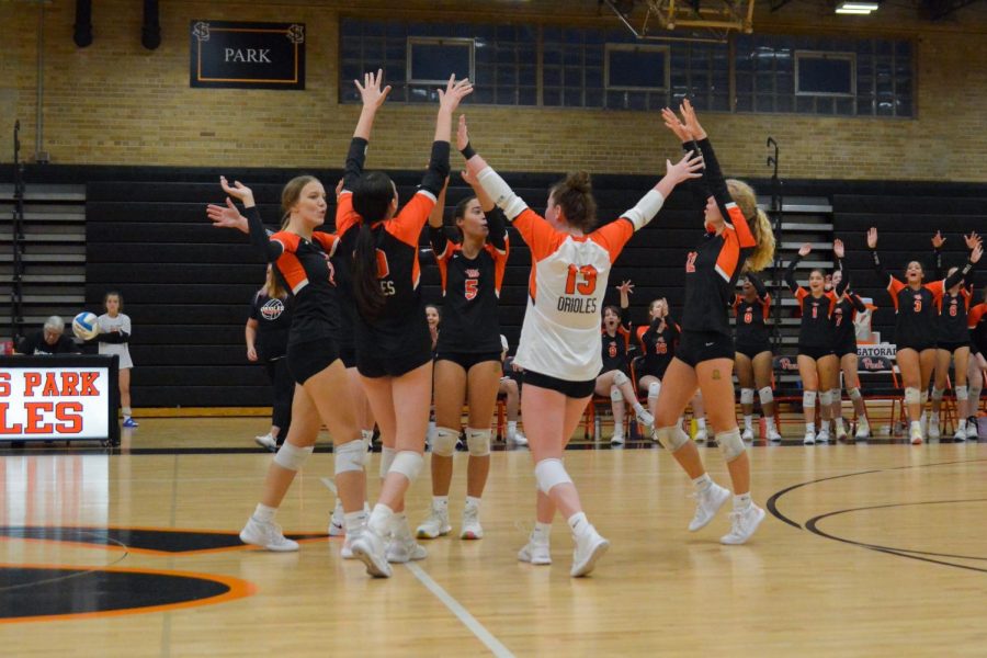 Orioles celebrate winning a point Sept. 15. Parks has a winning record of 7-4-0.