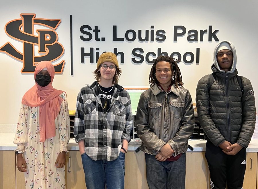 The student interns part of Park’s finance committee pose for a picture. From left to right: Sumeyo Jama, Julian Rohweder, Christopher Walker, Meshach Mandel. Permission of use from Patricia Magnuson.