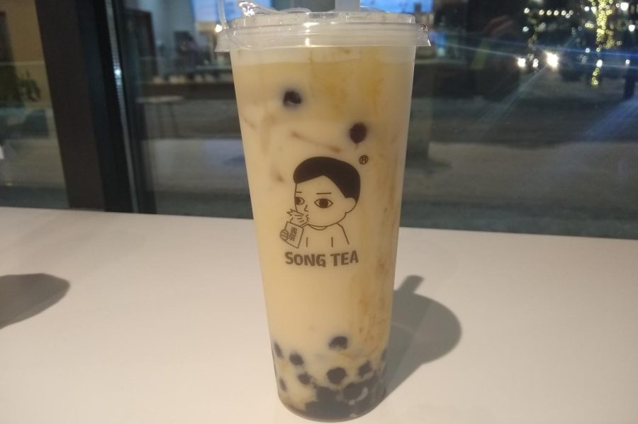 The jasmine milk tea from Song Tea and Poke. The drink has a bland, but enjoyable taste that fits the vibe of the cafe