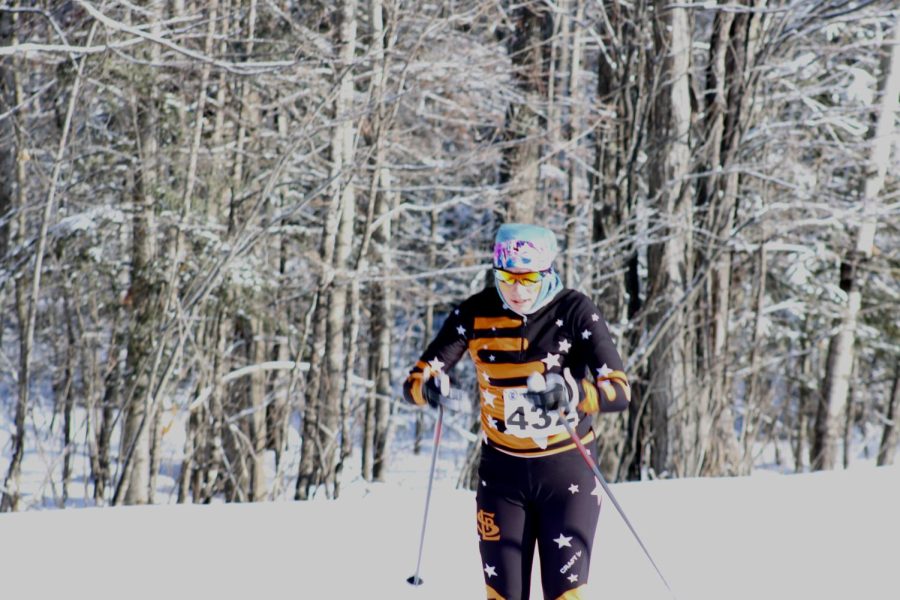 Junior Jersey Miller skis in the state classic race Feb. 16. Miller placed 58th overall at the race.
