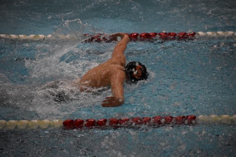 Sophomore Finn Berry swims the 200 IM on Feb. 2. The boys team lost to Benilde-St. Margarets this past Thursday.