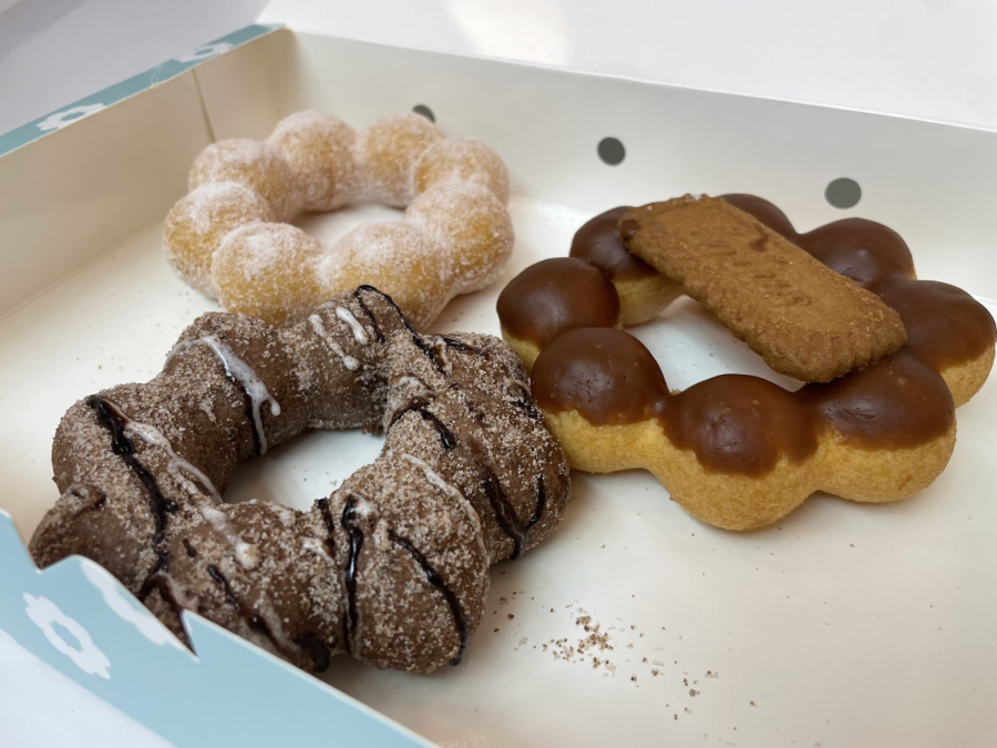 Sugar donut, churro donut, and carmel donut from mochinut on April 26th. Mochinut is a new bakery Bde Maka Ska.
