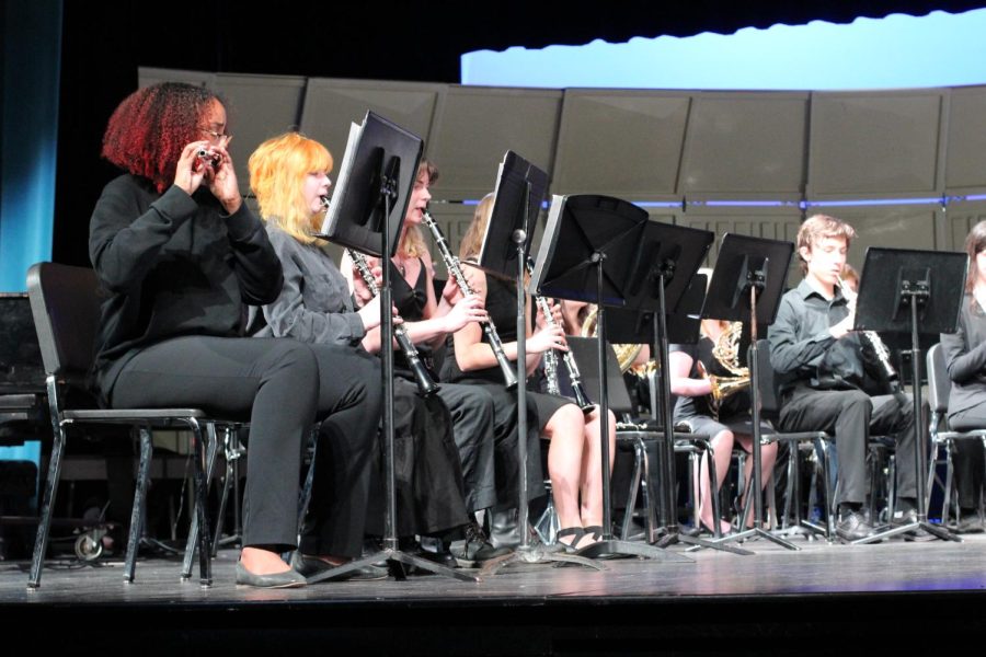 Band performs Mekong, a song about troops fighting in Vietnam. The wind ensemble performed the dramatic nine-minute piece May 9.