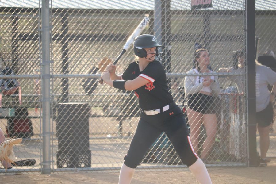 Sophomore Cora Zumbrunnen focused on the ball. The Orioles beat the Red Knights 11-9 in their double header May 10. 