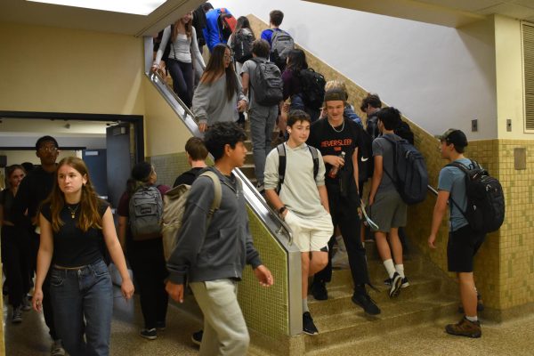 Students crowd the hallways during passing time Sept. 20th. Congestion in the hallways make it harder to get to where you need to go.