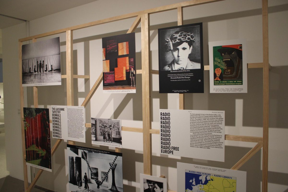Anti-soviet radio station ads displayed in gallery two of the Walker Art Center Dec. 6. The radio was one of the only ways for people in the Eastern Bloc to keep up with the news in the west. 