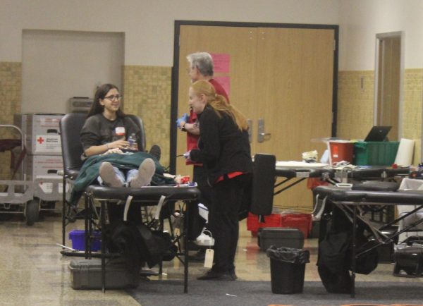 Sophomore Madi Abelson participates in a blood drive Dec. 12. Park held the drive to encourage students to donate blood.