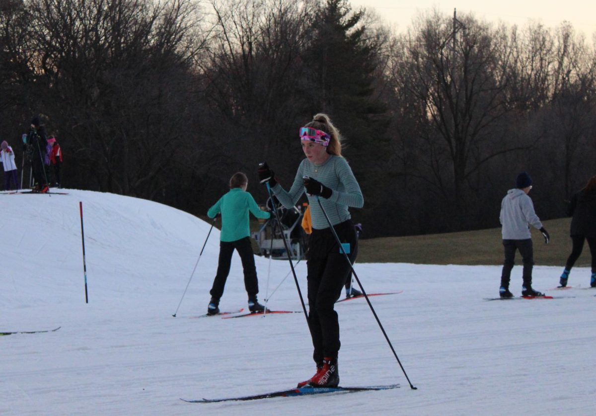 Parks Nordic team practices at Theodore Wirth Park Dec. 7. The skiers await more snow, but until then they practice the best they can to prepare for upcoming meets.