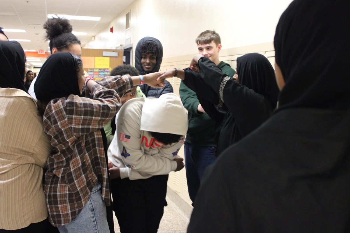 HOSA members play a team building game at the weekly meeting. They did many team building activities at the meeting Nov. 29. 