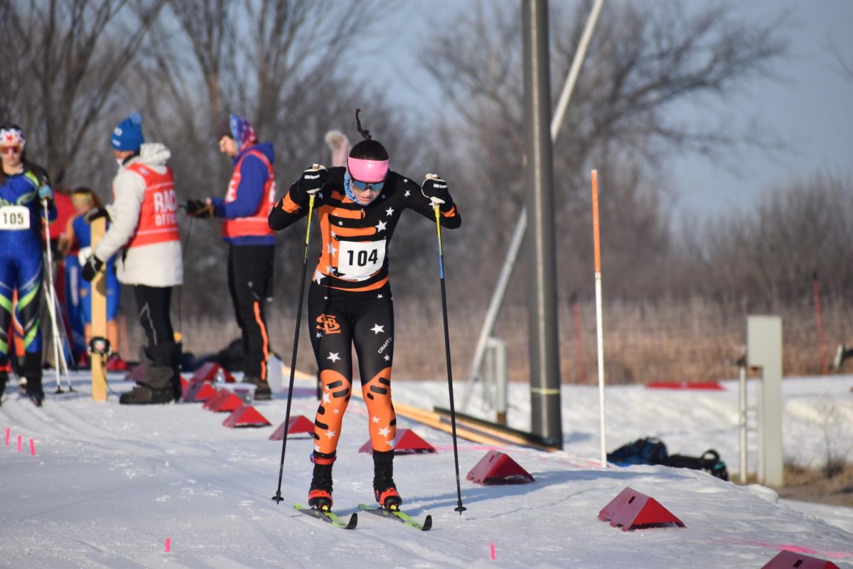 Senior Hanna Wilsey skis out of the gate starting her classic race Feb. 5. Wilsey went on to get first place in both the classic race and the skate pursuit.