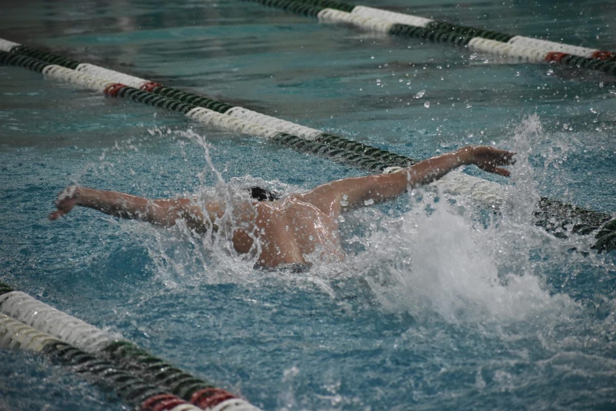 Senior Daniel Cameron swims the 100 Fly Feb. 24. Cameron barely missed the cutoff for state qualification.