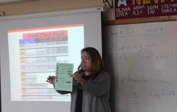 Junior counselor Heidi Gosgrove explains new classes to students Feb. 13. Students are getting prepared to select their upcoming years classes.