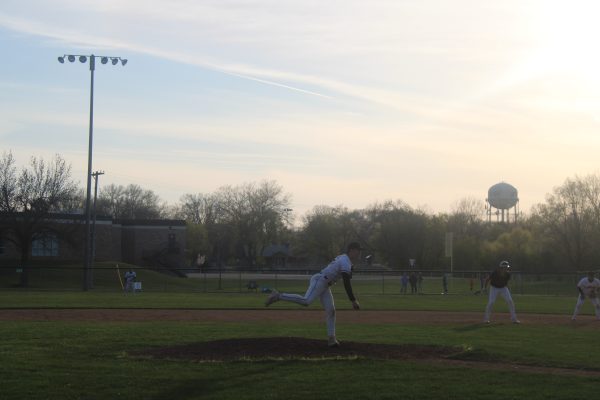 Senior Alex Hokenson pitches the ball April 24. Park beat Osseo with a final score of 5-1