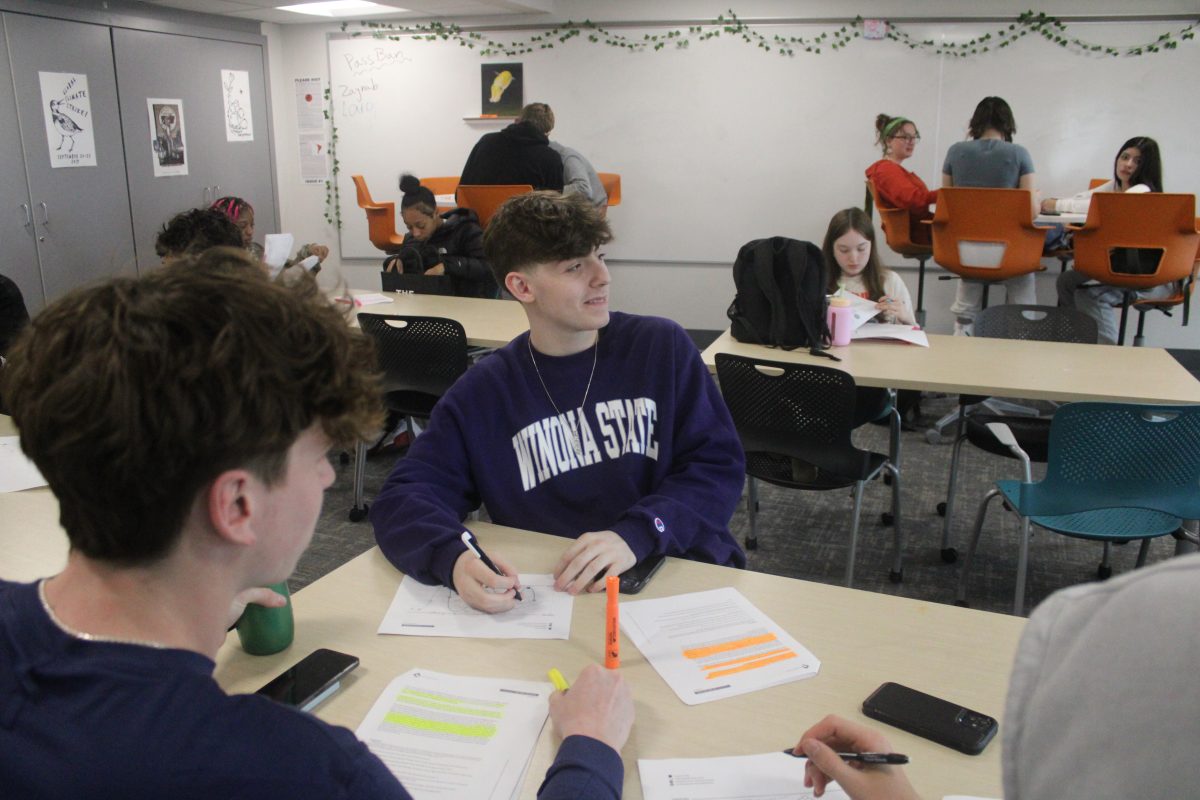 Junior Jacob Bergman studies for upcoming test April 15. Students get together to study for exams.