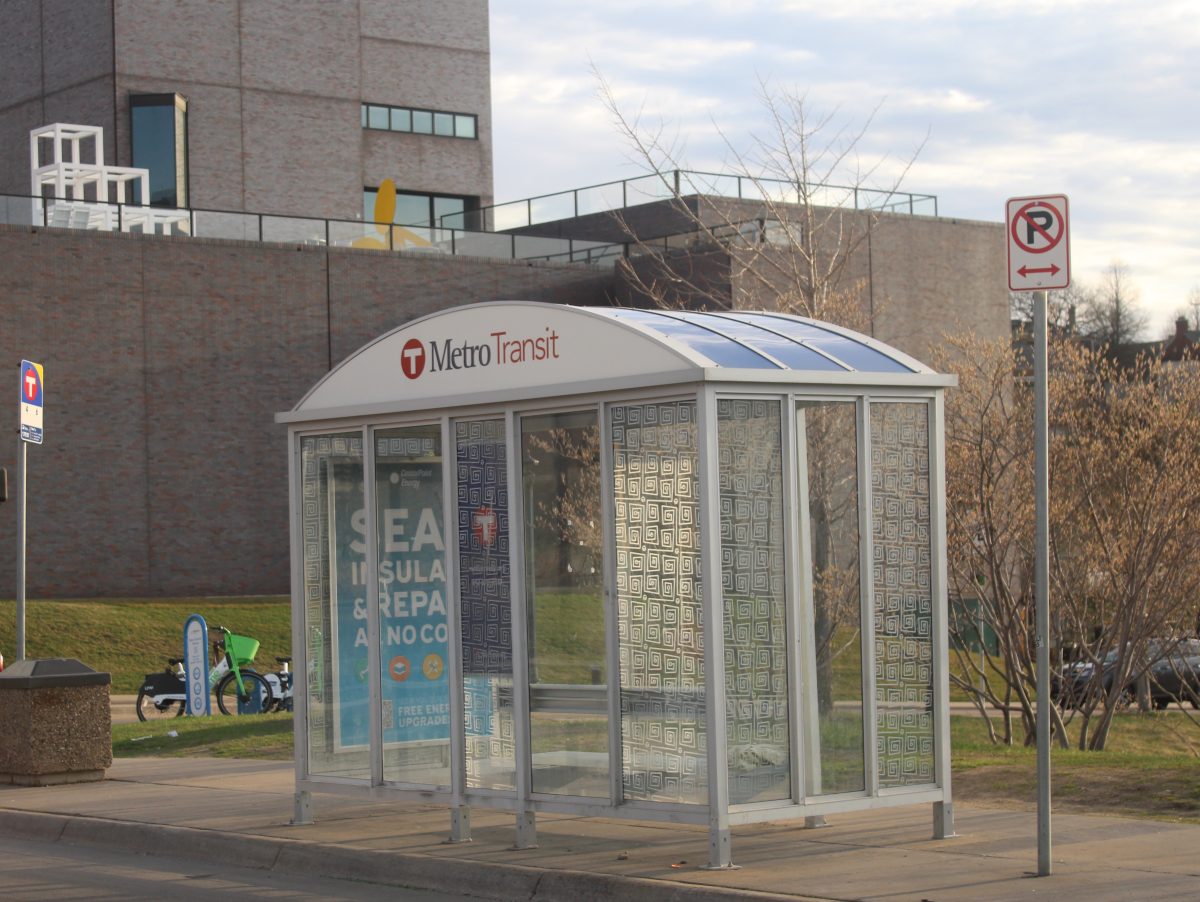 A MetroTransit bus station on a Park sidewalk. People using rideshare apps Uber and Lyft will have to look into new sources of transportation if they pull out of Minneapolis and St. Paul, and infrastructure such as busses and trains will come in handy starting May 1.