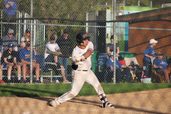 Senior Danny Montanez takes a swing May 8. Park baseball lost to Wayzata 16-5.