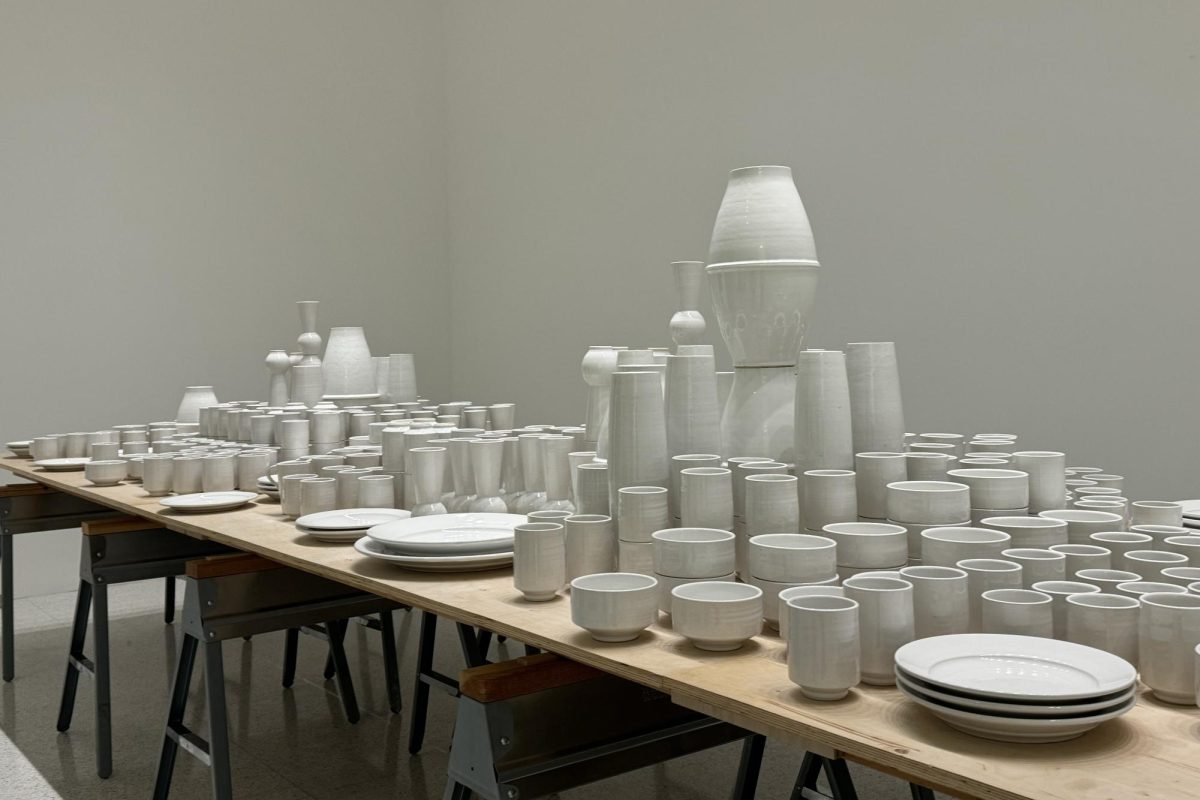 The Walker Art Center had on display an abundance of white porcelain dinnerware May 24. Every piece was individually hand thrown.