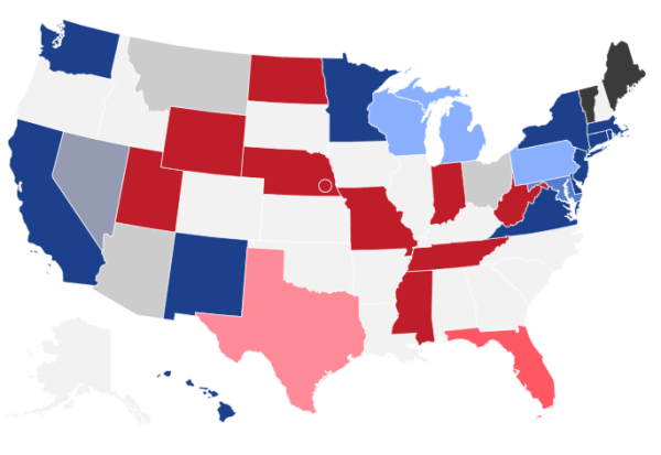 Predicted map for the 2024 United States Presidential Election.