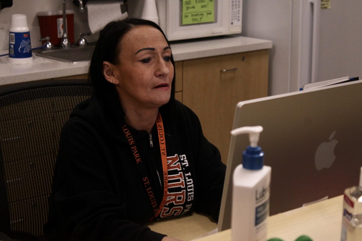 Nurse Angela Hansen at work in her office Dec. 19. Hansen provides health care and support for students at Park.