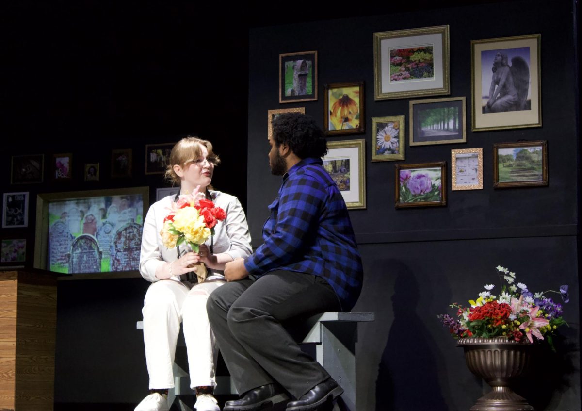 Junior Bailey Schneeberg and Senior Isiah Brown rehearse their roles of "The Photographer" and "Earl" Jan. 15. This was Park theater's last rehearsal for Kodachrome, with their first show being on Jan. 16.