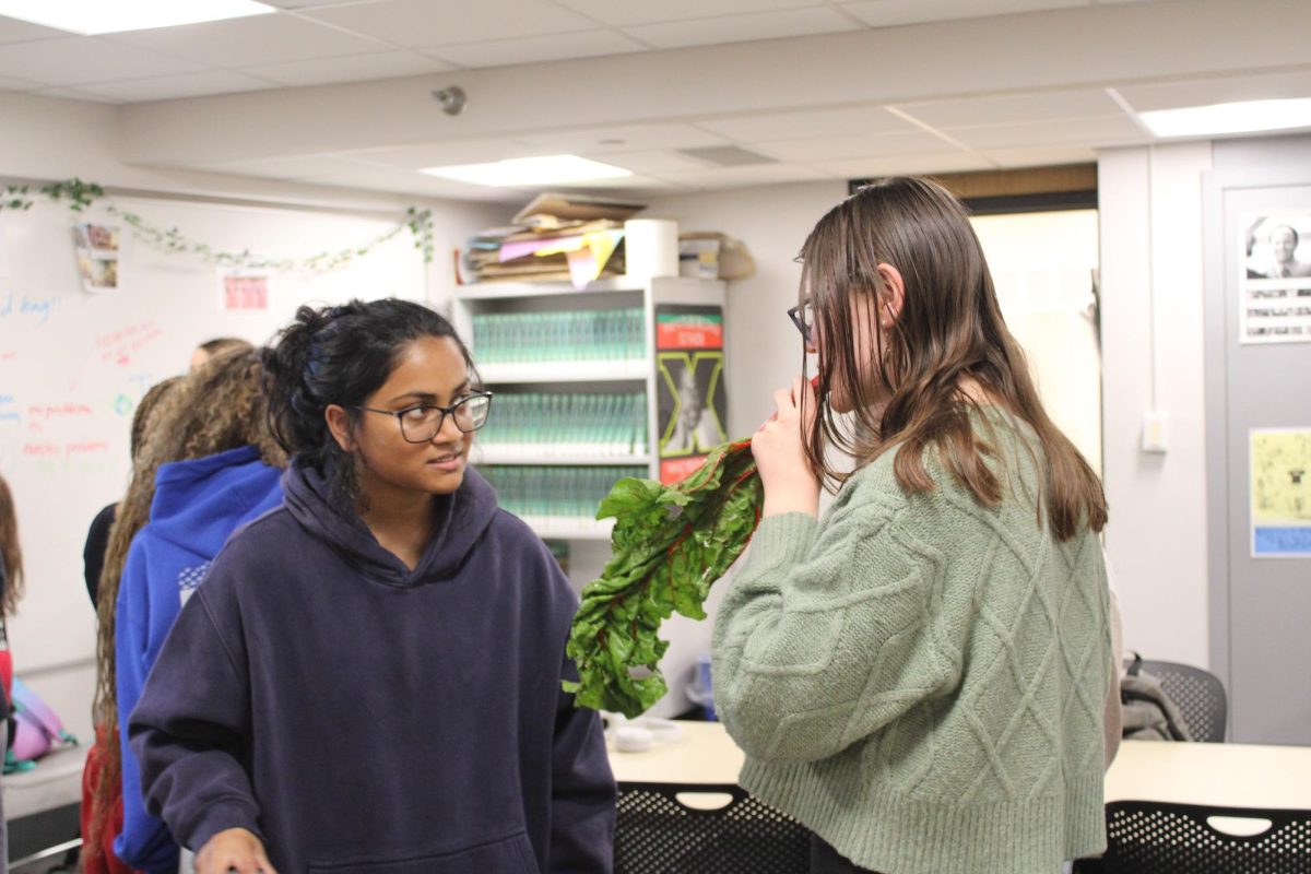 Sophomores Natalie Hall and Anjali Narais attend the first Lettuce-Eating Club meeting Nov. 14. The Lettuce-Eating Club meets every other Friday to enjoy different types of lettuce.
