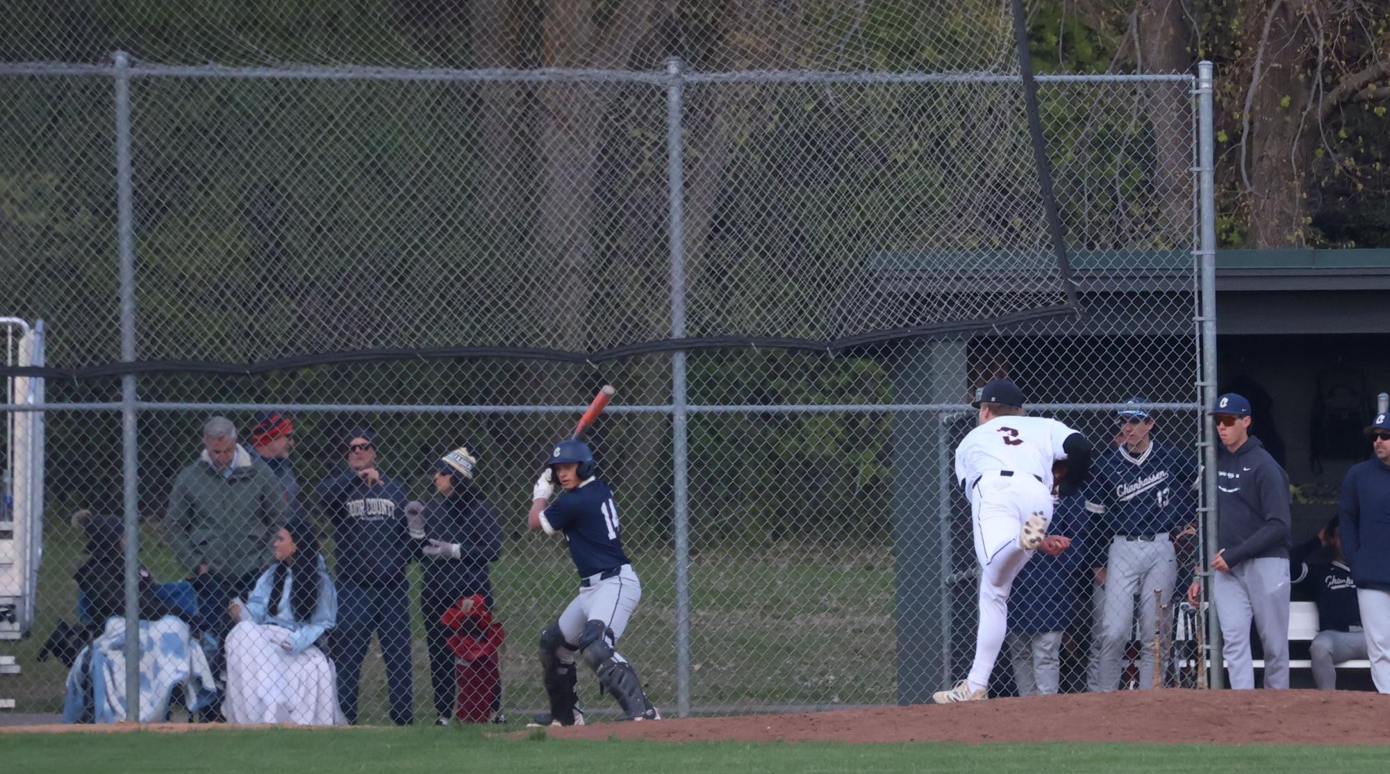 Senior Mason Helfmann pitches against Chanhassen April 30. Park won in a landslide 9-1 victory against the Storm.
